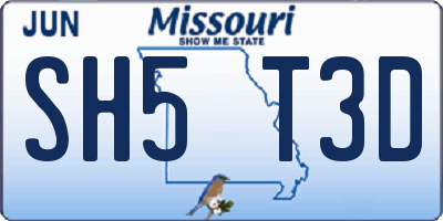 MO license plate SH5T3D