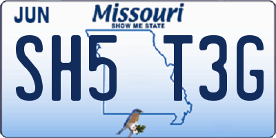 MO license plate SH5T3G