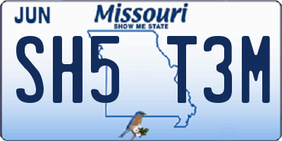 MO license plate SH5T3M