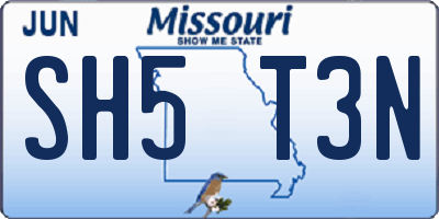 MO license plate SH5T3N