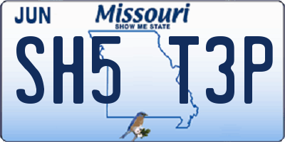 MO license plate SH5T3P