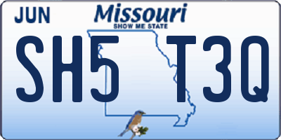 MO license plate SH5T3Q