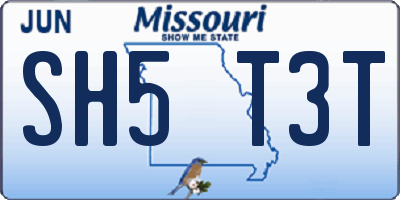 MO license plate SH5T3T