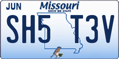 MO license plate SH5T3V