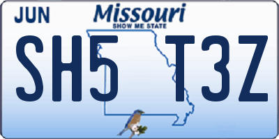 MO license plate SH5T3Z