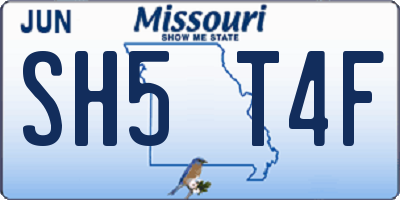 MO license plate SH5T4F
