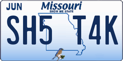 MO license plate SH5T4K
