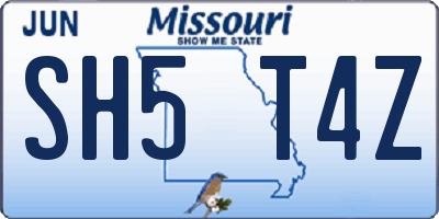 MO license plate SH5T4Z