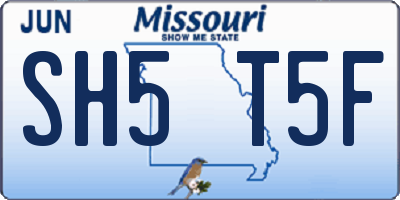 MO license plate SH5T5F