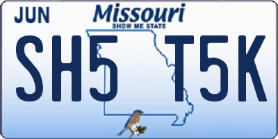 MO license plate SH5T5K