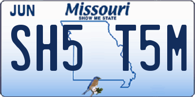MO license plate SH5T5M