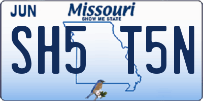 MO license plate SH5T5N
