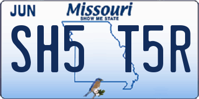 MO license plate SH5T5R