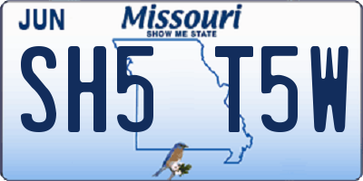 MO license plate SH5T5W