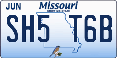 MO license plate SH5T6B