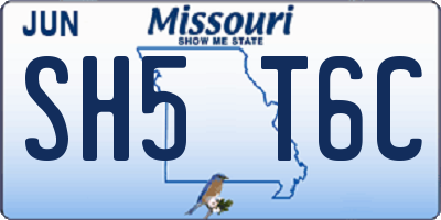 MO license plate SH5T6C