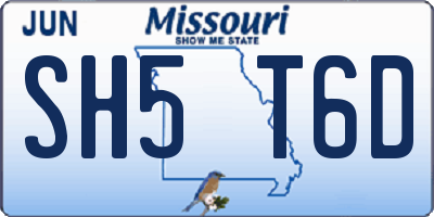 MO license plate SH5T6D