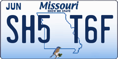 MO license plate SH5T6F