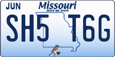 MO license plate SH5T6G