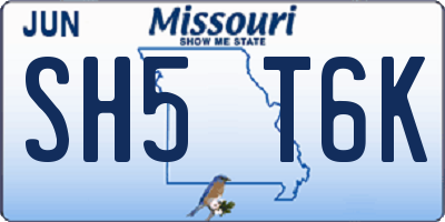 MO license plate SH5T6K