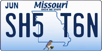 MO license plate SH5T6N