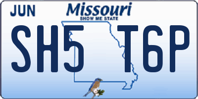 MO license plate SH5T6P