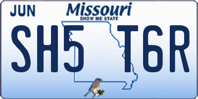 MO license plate SH5T6R