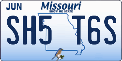 MO license plate SH5T6S