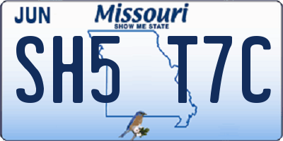 MO license plate SH5T7C