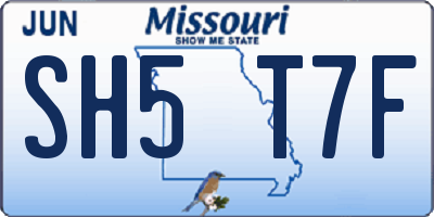 MO license plate SH5T7F