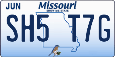 MO license plate SH5T7G