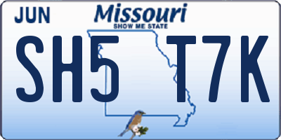 MO license plate SH5T7K