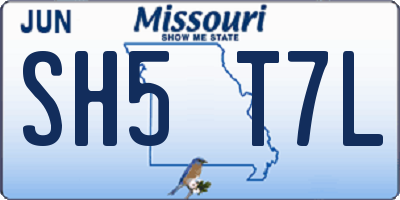 MO license plate SH5T7L