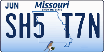 MO license plate SH5T7N
