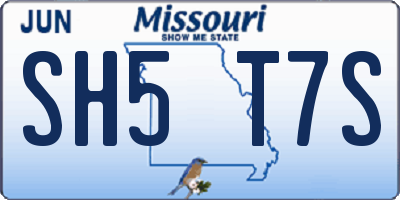 MO license plate SH5T7S