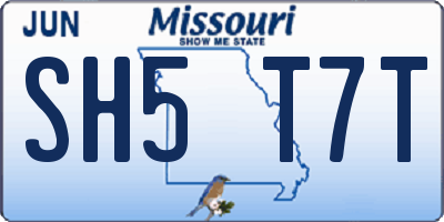 MO license plate SH5T7T