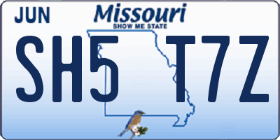 MO license plate SH5T7Z