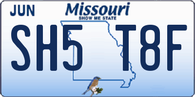 MO license plate SH5T8F