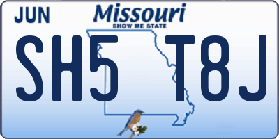 MO license plate SH5T8J