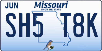 MO license plate SH5T8K