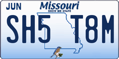 MO license plate SH5T8M
