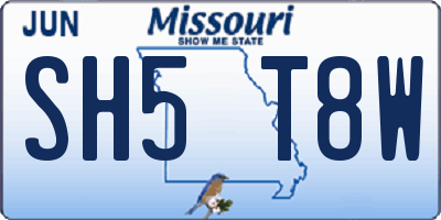 MO license plate SH5T8W