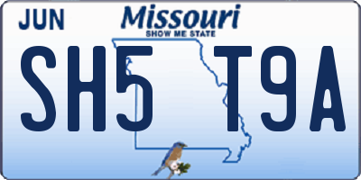 MO license plate SH5T9A