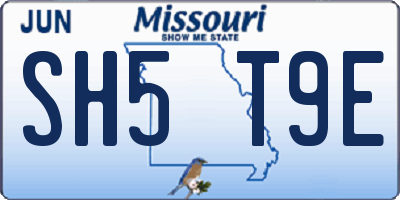 MO license plate SH5T9E