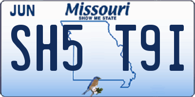 MO license plate SH5T9I