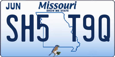 MO license plate SH5T9Q