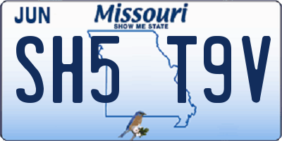 MO license plate SH5T9V