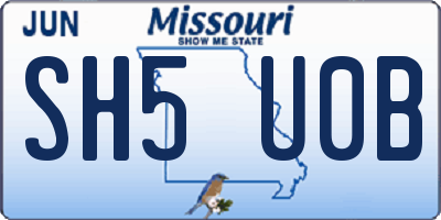 MO license plate SH5U0B