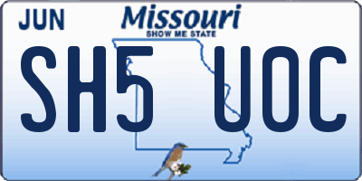 MO license plate SH5U0C