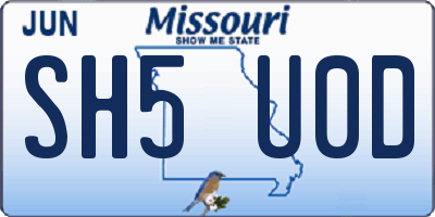MO license plate SH5U0D
